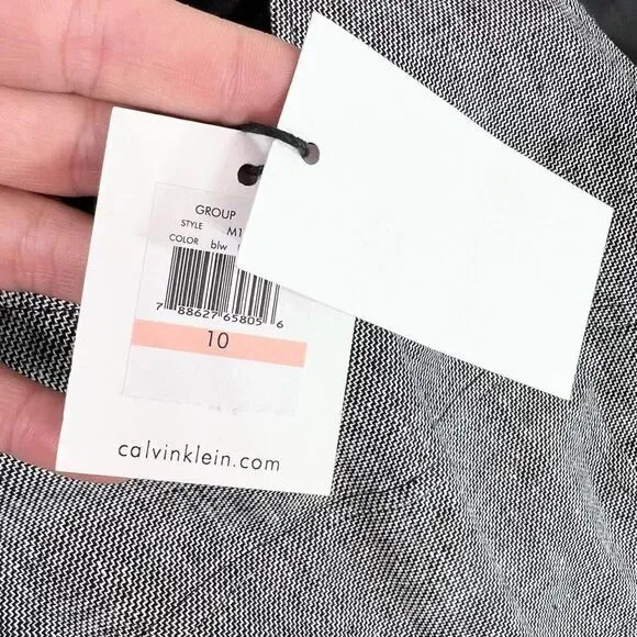 Calvin Klein Suit Womens 10 Black And White Linen Blend Double Breasted NWT - Picture 6 of 16